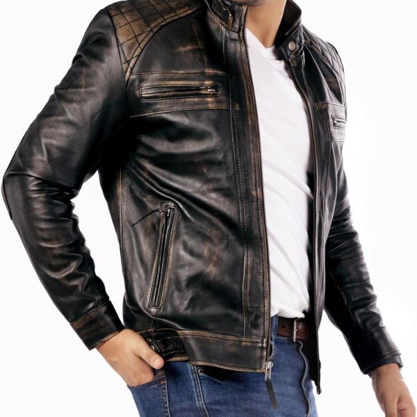 Signature Diamond Style Lambskin Leather Jacket Men – Premium Leather  Vintage Look Motorcycle Jacket Men