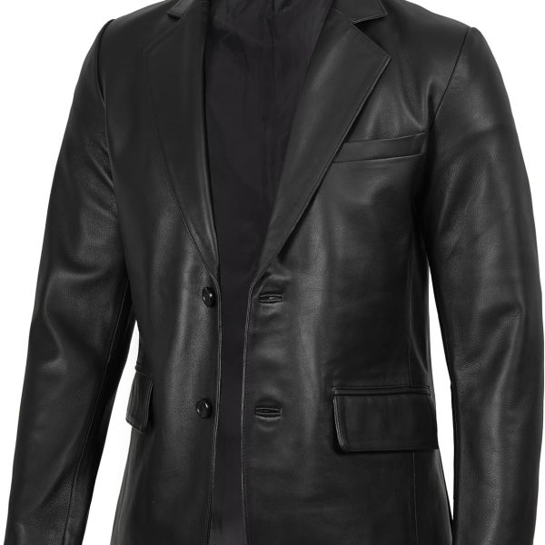 Real Leather Blazer for Men – Casual Fashion Mens Leather Coat